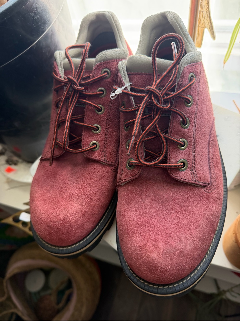 Tommy Hilfiger Vintage Red Label Suede Lug Sole Oxford Sample Boots Burgundy 9M